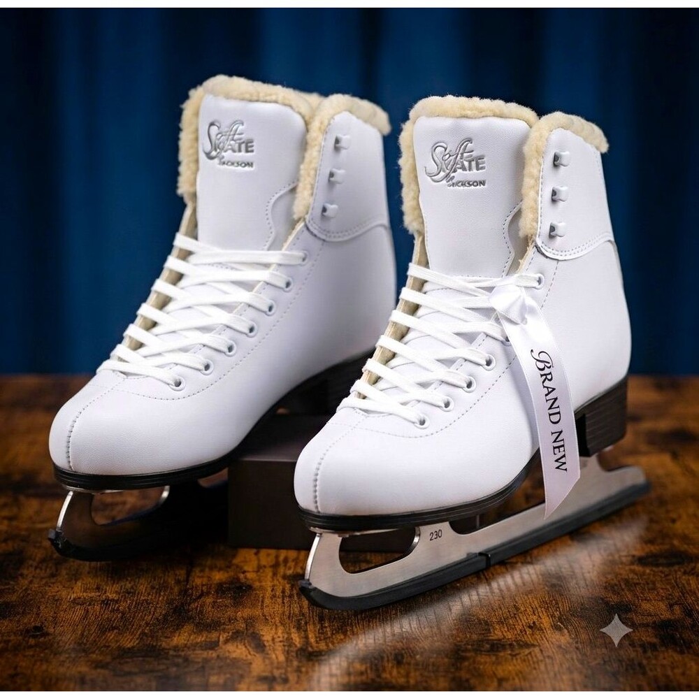 Jackson SoftSkate Figure Skates Faux Fur Lined White Lace Up Size 4